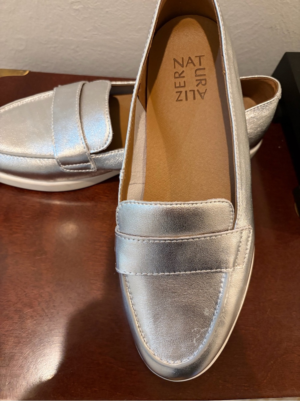 Naturalizer Metallic Silver Penny Loafers - Picture 4 of 6